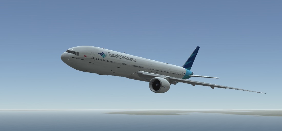 Pesawat Boeing 777-300  Garuda Indonesia dalam gim Infinite Flight