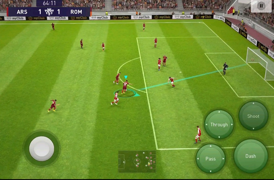Tampilan tombol kontrol pemain di eFootball PES 2021 (sumber: Konami)