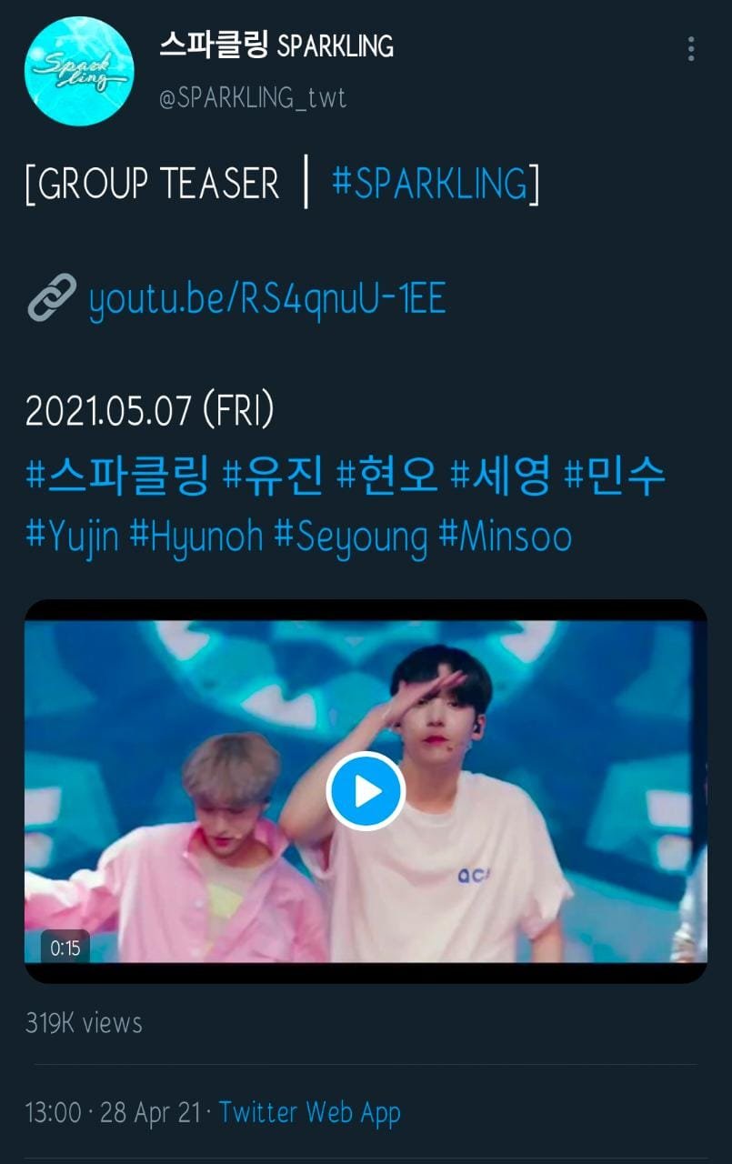 Cuitan teaser video dari grup Sparkling. (Dokumentasi Pribadi)