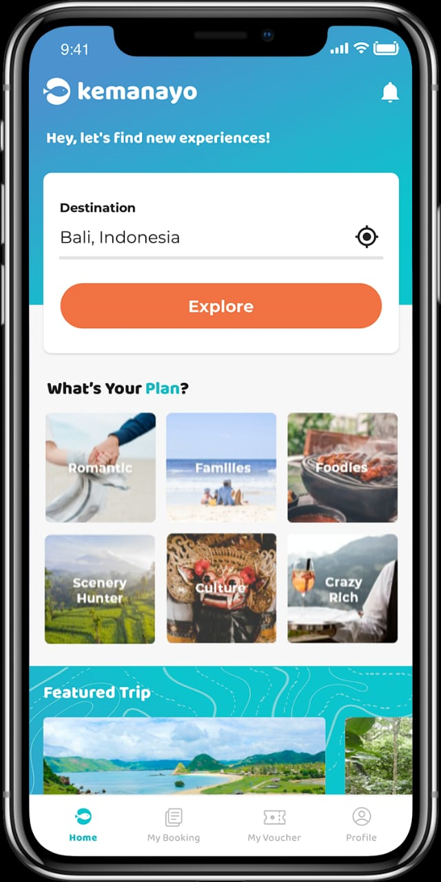 Tampilan aplikasi Kemanayo