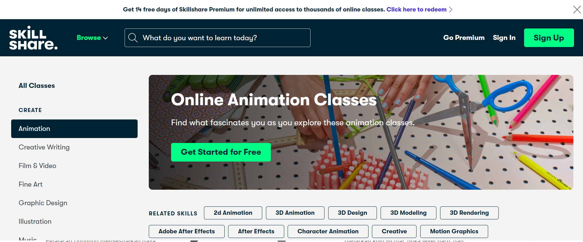 Tampilan situs SkillShare (sumber: skillshare.com)