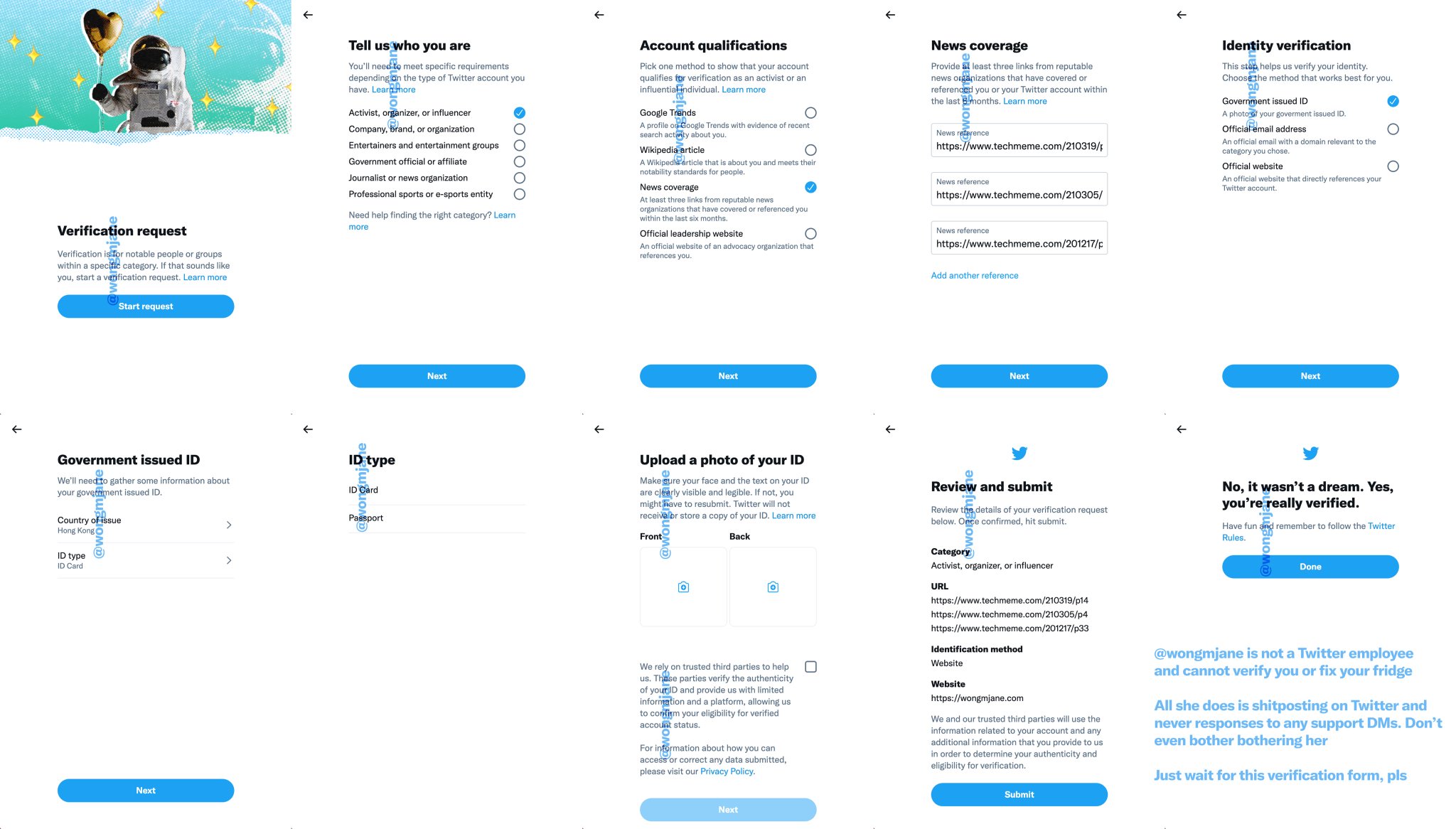Informasi tentang proses verifikasi lencana Twitter (Jane Manchun Wong)