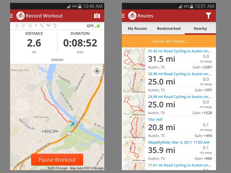 Tampilan aplikasi Map My Ride (dok: Steemit)