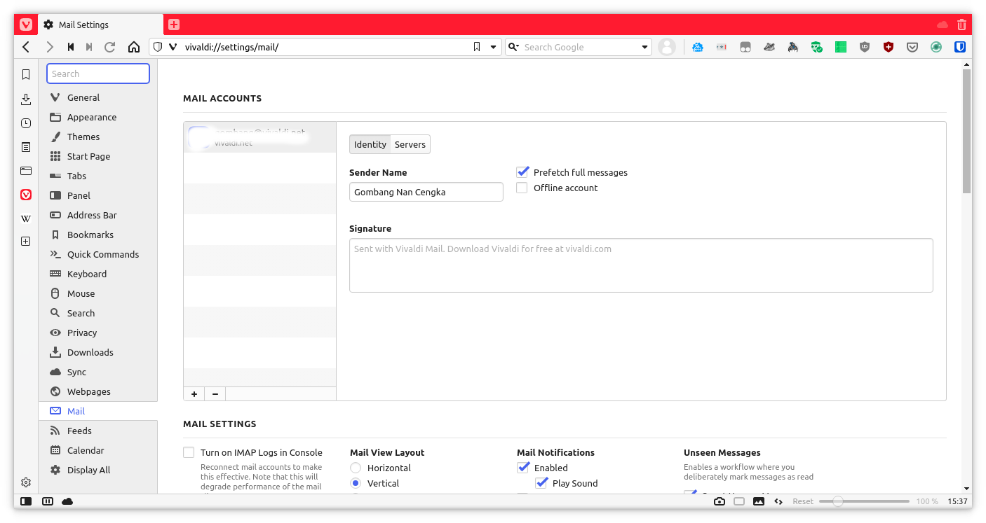 Vivaldi mail/bisnis