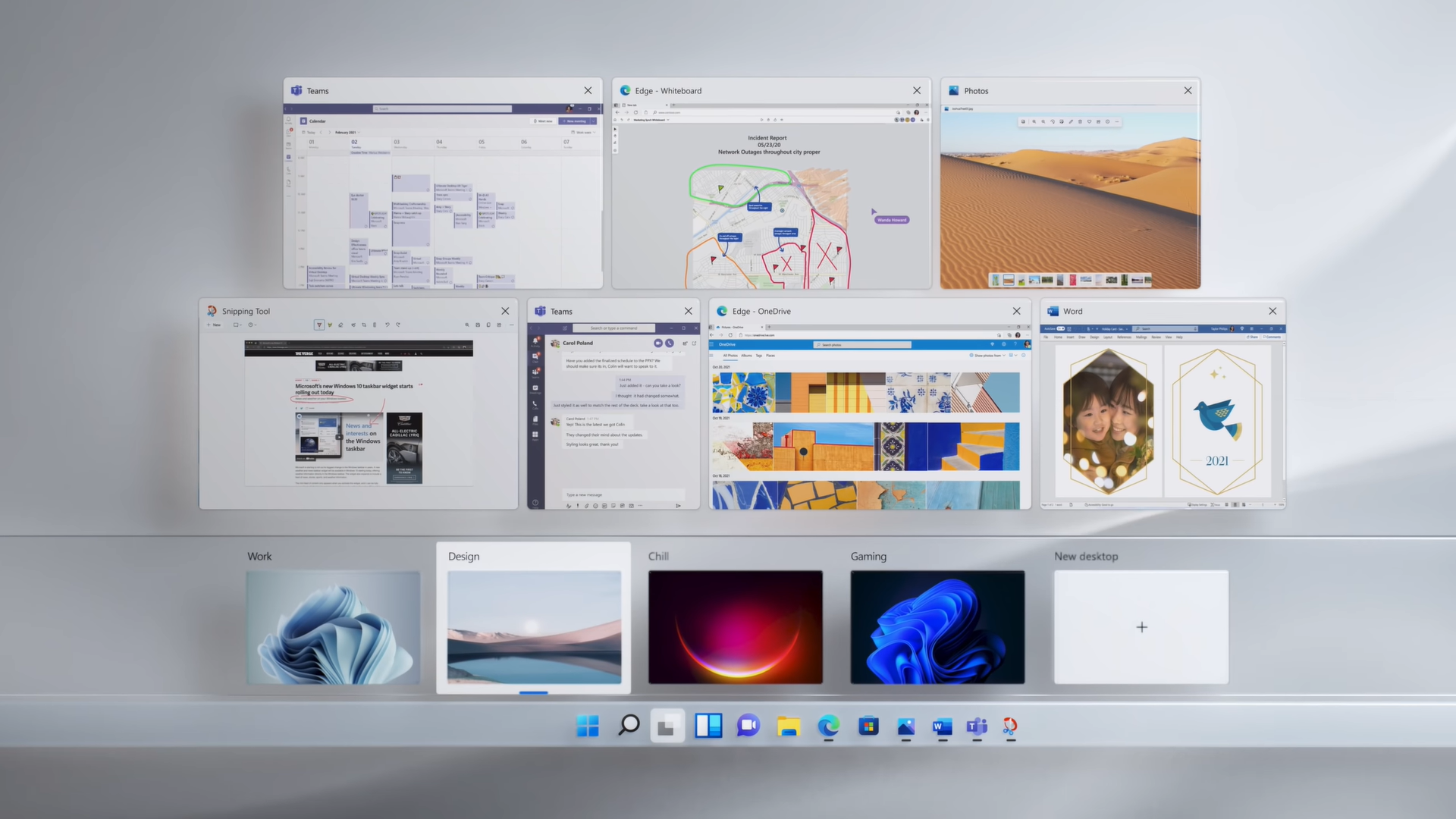 Tampilan pergantian desktop di Windows 11. (Dok. Windows/Microsoft)