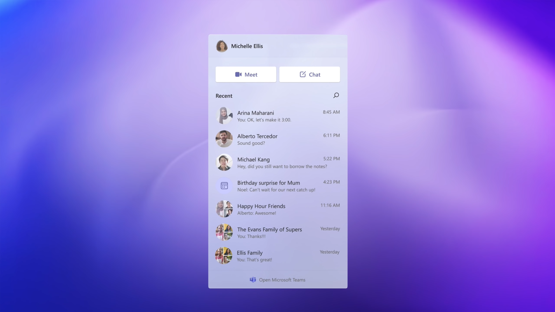 Tampilan Microsoft Teams di Windows 11. (Dok. Windows/Microsoft)