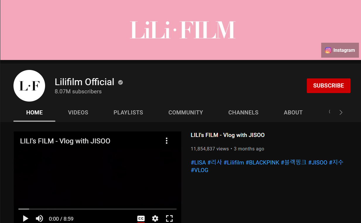 Tampilan akun Youtube Lisa BLACKPINK. (Dok. Laurensia Felise/Hypeabis.id)