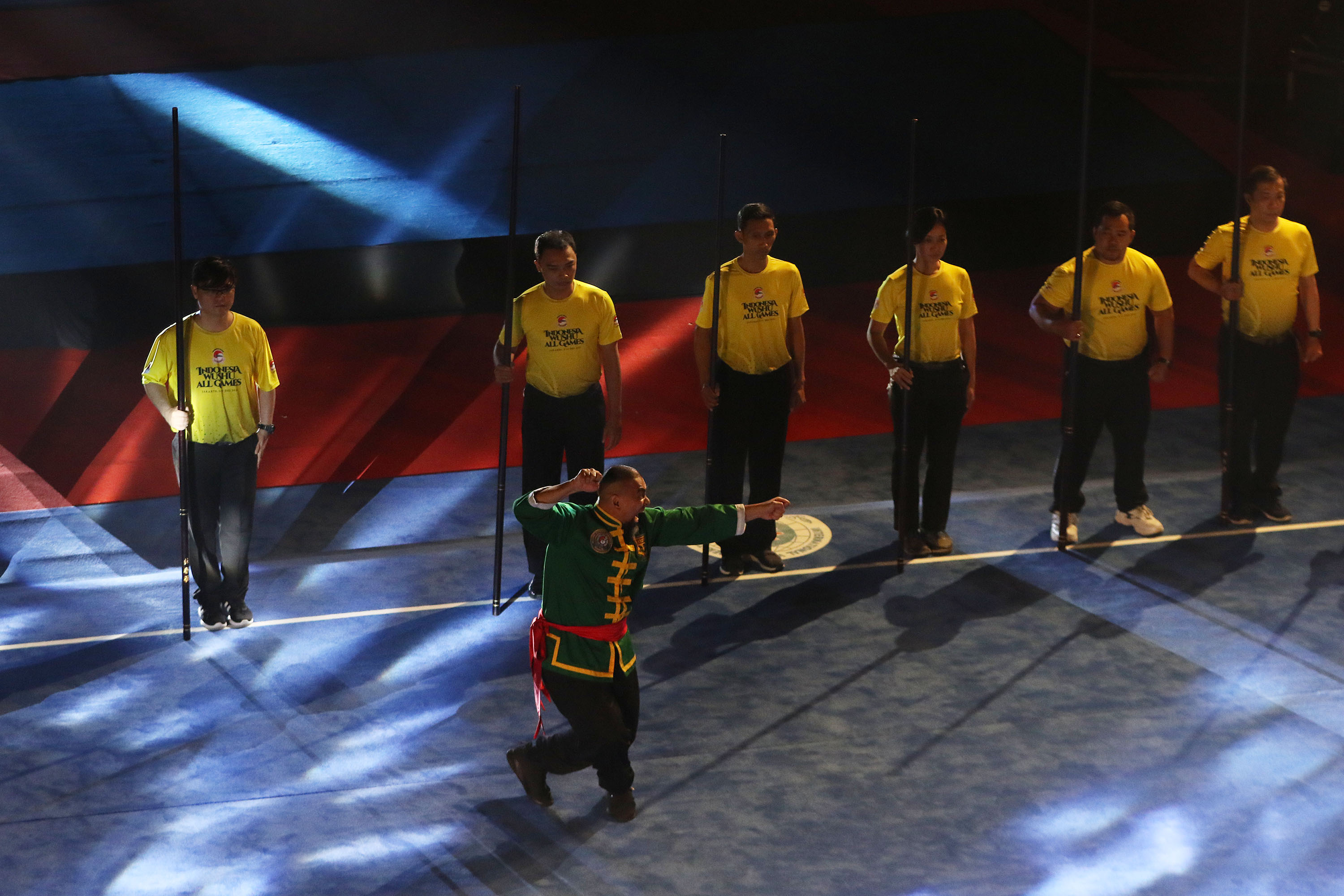 Acara Opening Ceremony Indonesia Wushu All Games 2021 di Stadion Tennis Indoor Senayan, GBK, Jakarta, Selasa (7/12/2021)- Dok. Bisnis/Eusebio CH