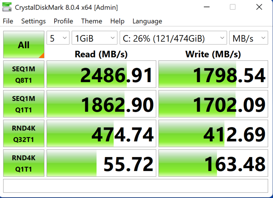 Hasil tes CrystalDiksInfo