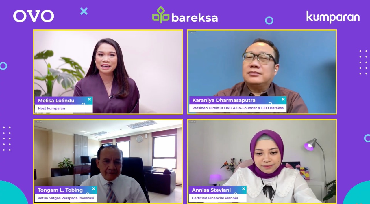Beberapa pembicara yang hadir dalam webinar bertajuk Hati-Hati Investasi Bodong oleh OVO, Rabu (6/4/2022)-Sumber gambar: Tangkapan Layar