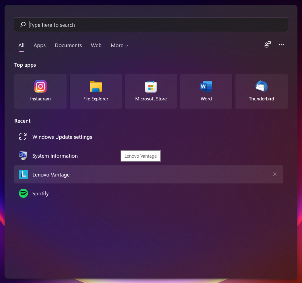 Tangkapan layar Windows Search