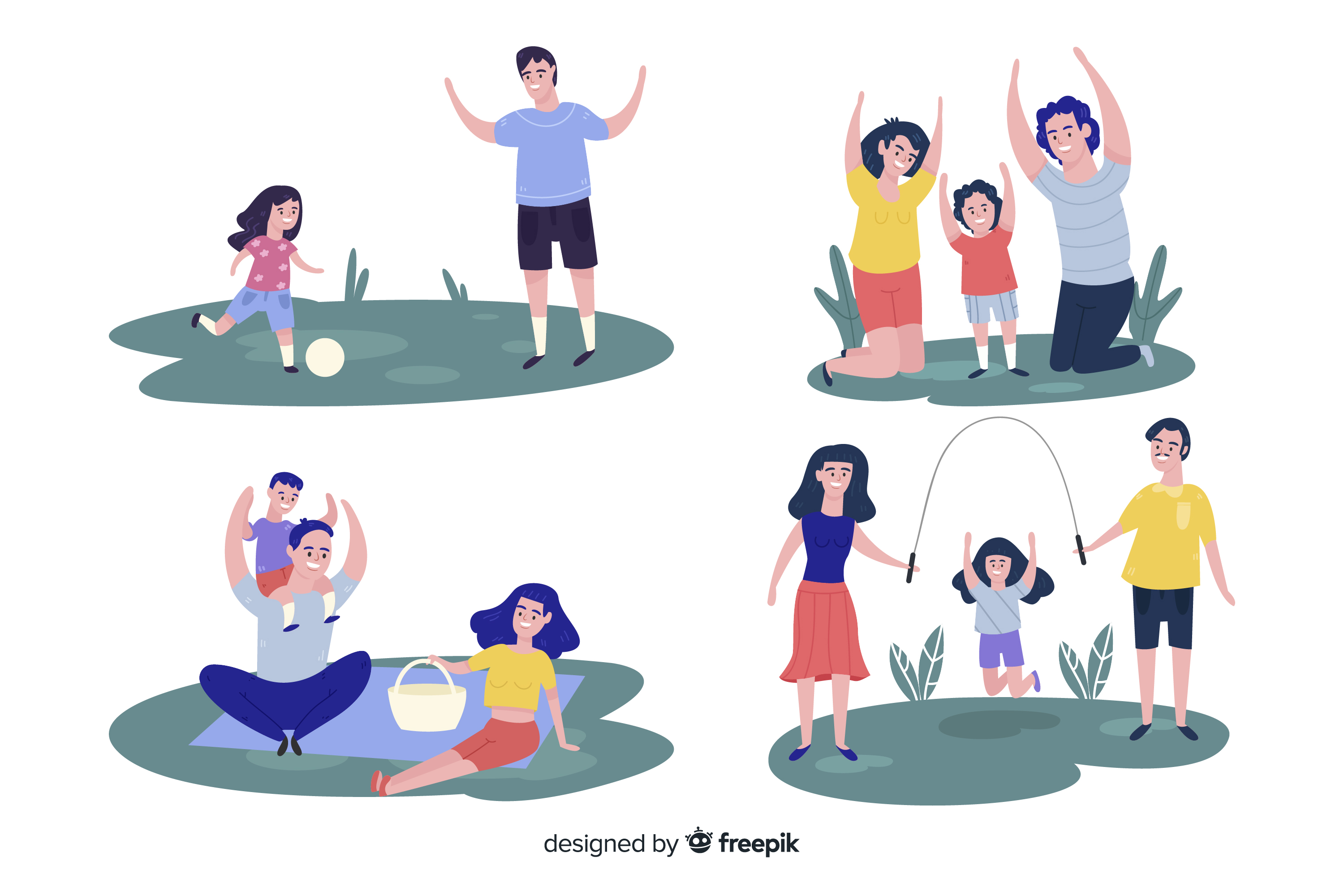 Ilustrasai piknik bersama keluarga/Freepik