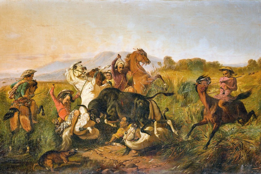 Perburuan Banteng (Banteng Hunt) oleh Raden Saleh. (Sumber gambar: French Auction House/ Jack-Philippe Ruellan)