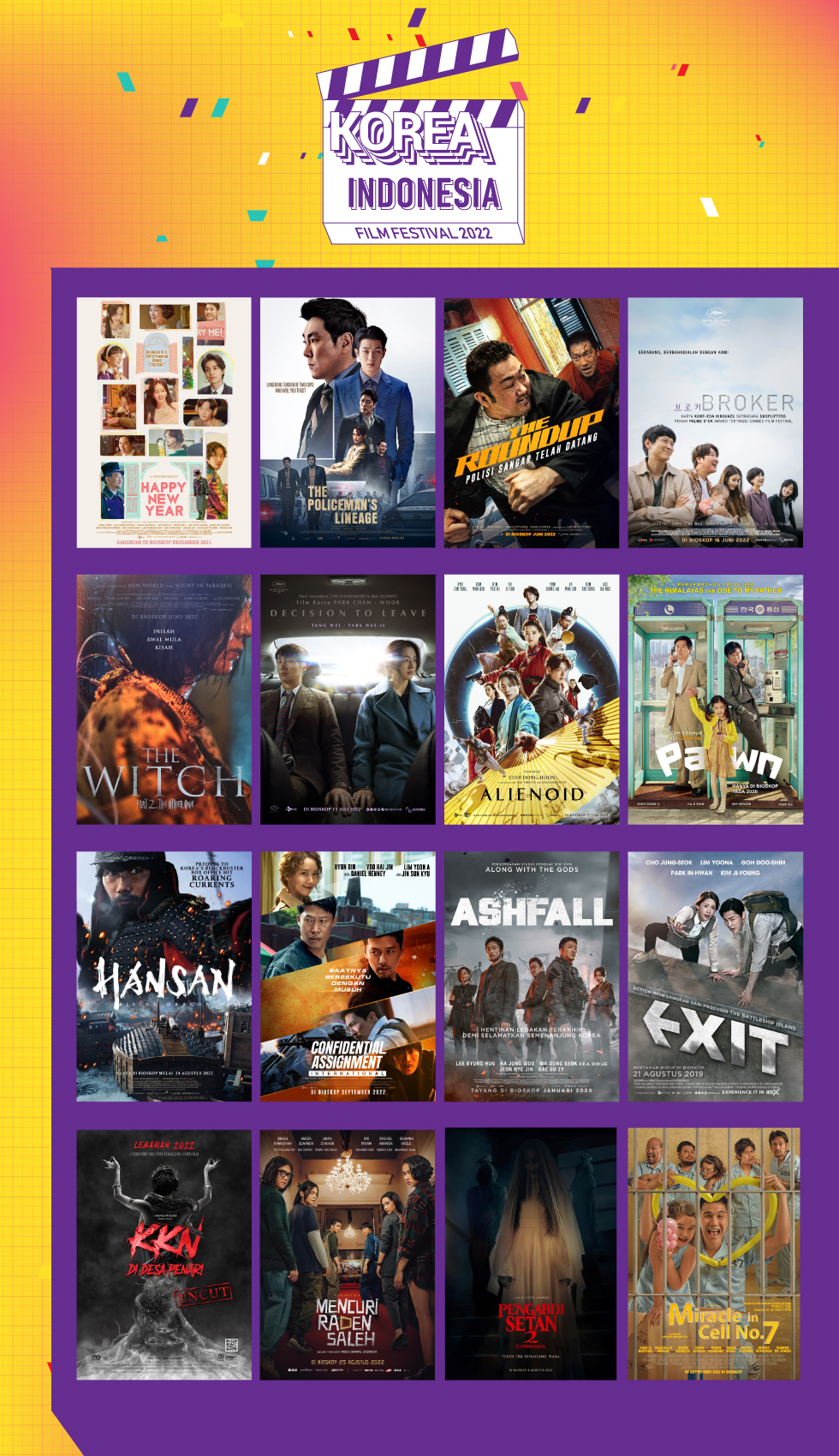 Line up film Indonesia dan Korea Selatan di KIFF 2022. (Sumber gambar: Twitter KIFF)