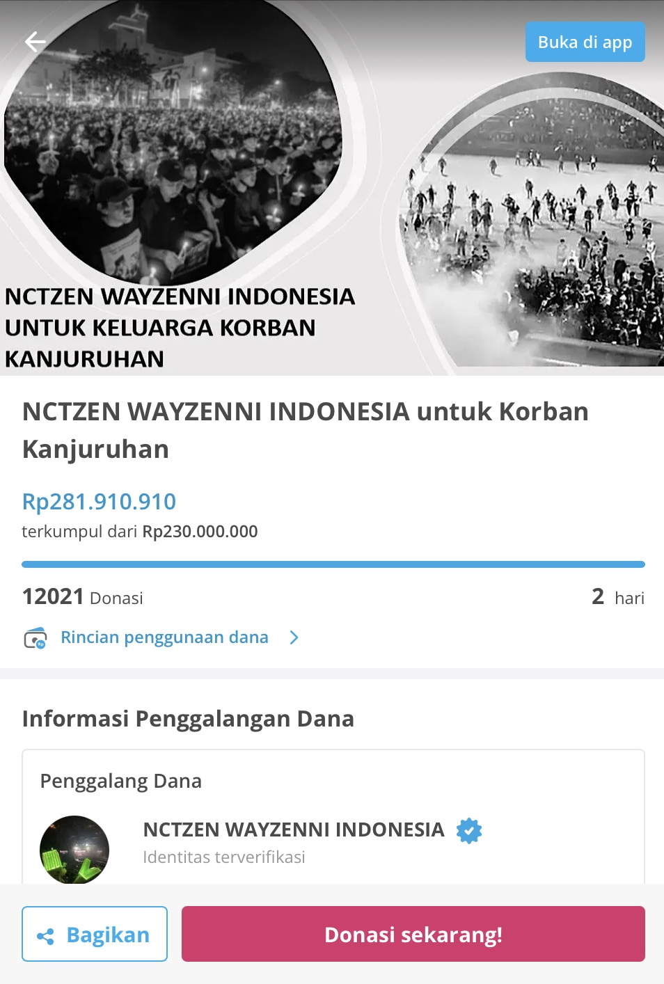 Laman donasi fans NCT 