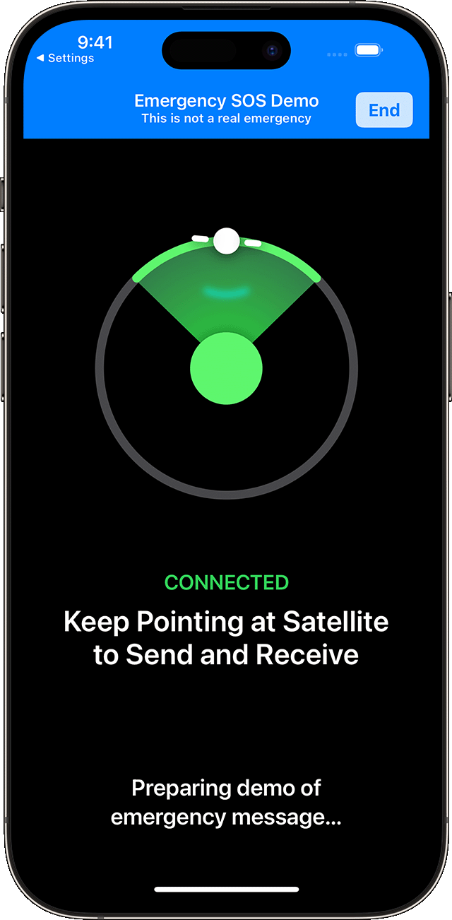 Tampilan demo Emergency SOS ada iPhone 14. (Sumber gambar: Apple)