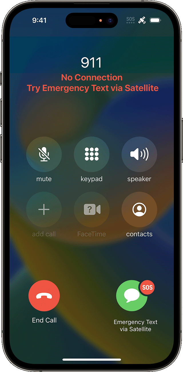 Tampilan aplikasi Emergency SOS ada iPhone 14. (Sumber gambar: Apple)