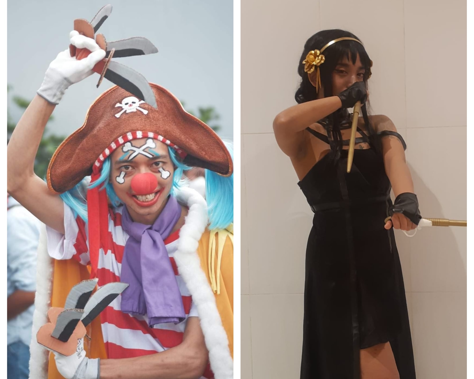 Faris dengan cosplay Buggy dan Layla yang memerankan karakter Yor Briar dari Spy X Family (Sumber gambar: Pribadi)