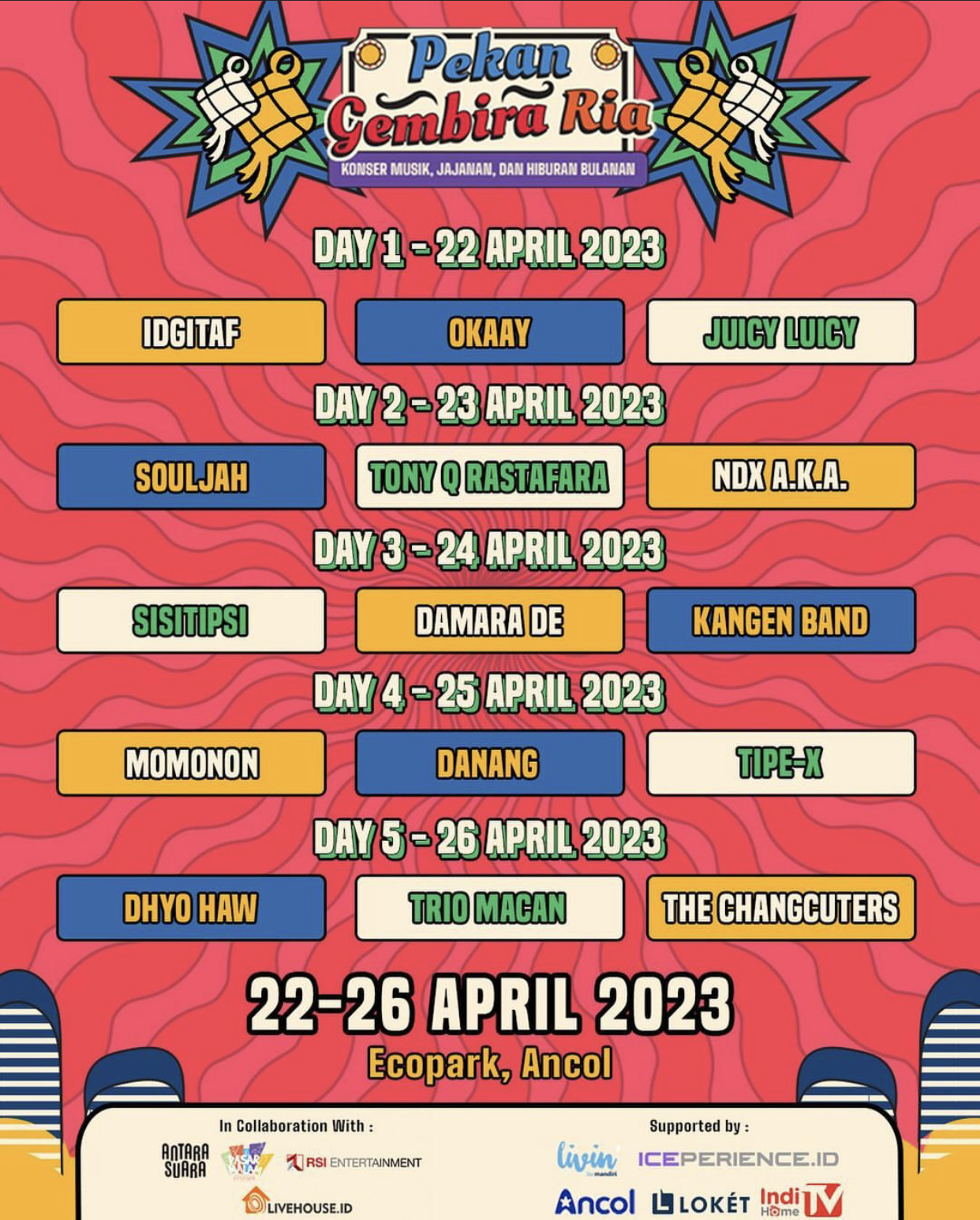 Jadwal penampil Pekan Gembira Ria (Instagram/@pekangembiraria)