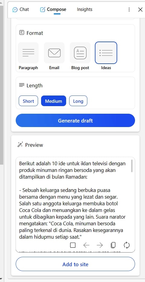 Contoh Chat GPT untuk marketing (Tangkapan layar) 