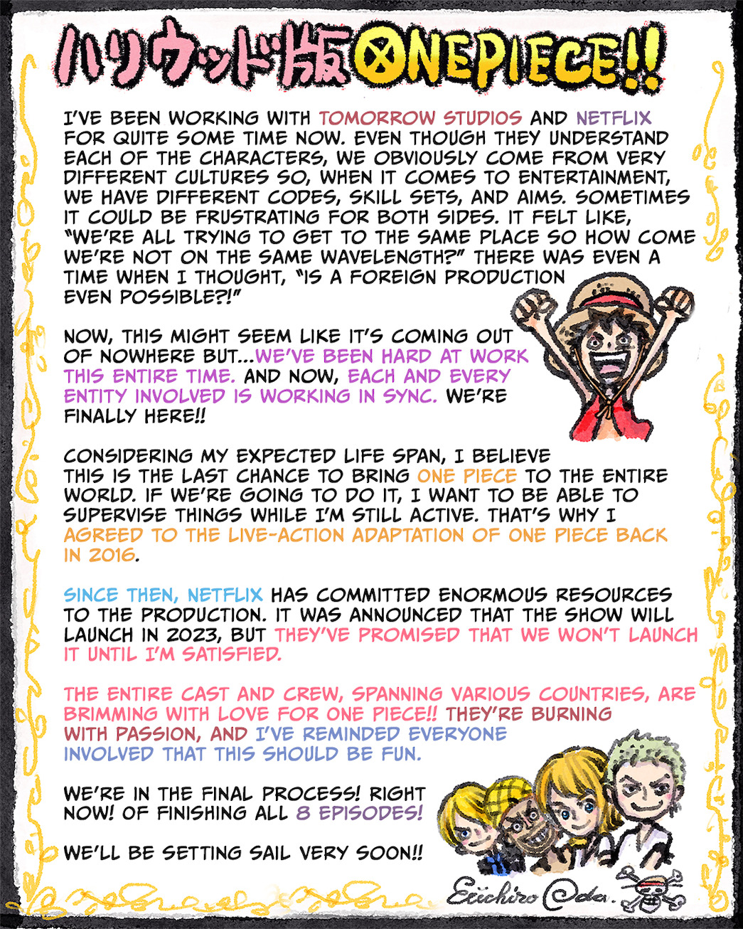 Surat Oda-Sensei. (Sumber gambar : Netflix)