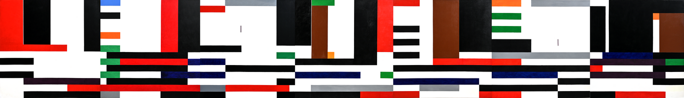 Karya Nunung W.S berjudul Verzon (2009) Akrilik pada kanvas150x150 cm (7_panel) (Sumber gambar: rilis / Galeri Nasional Indonesia)