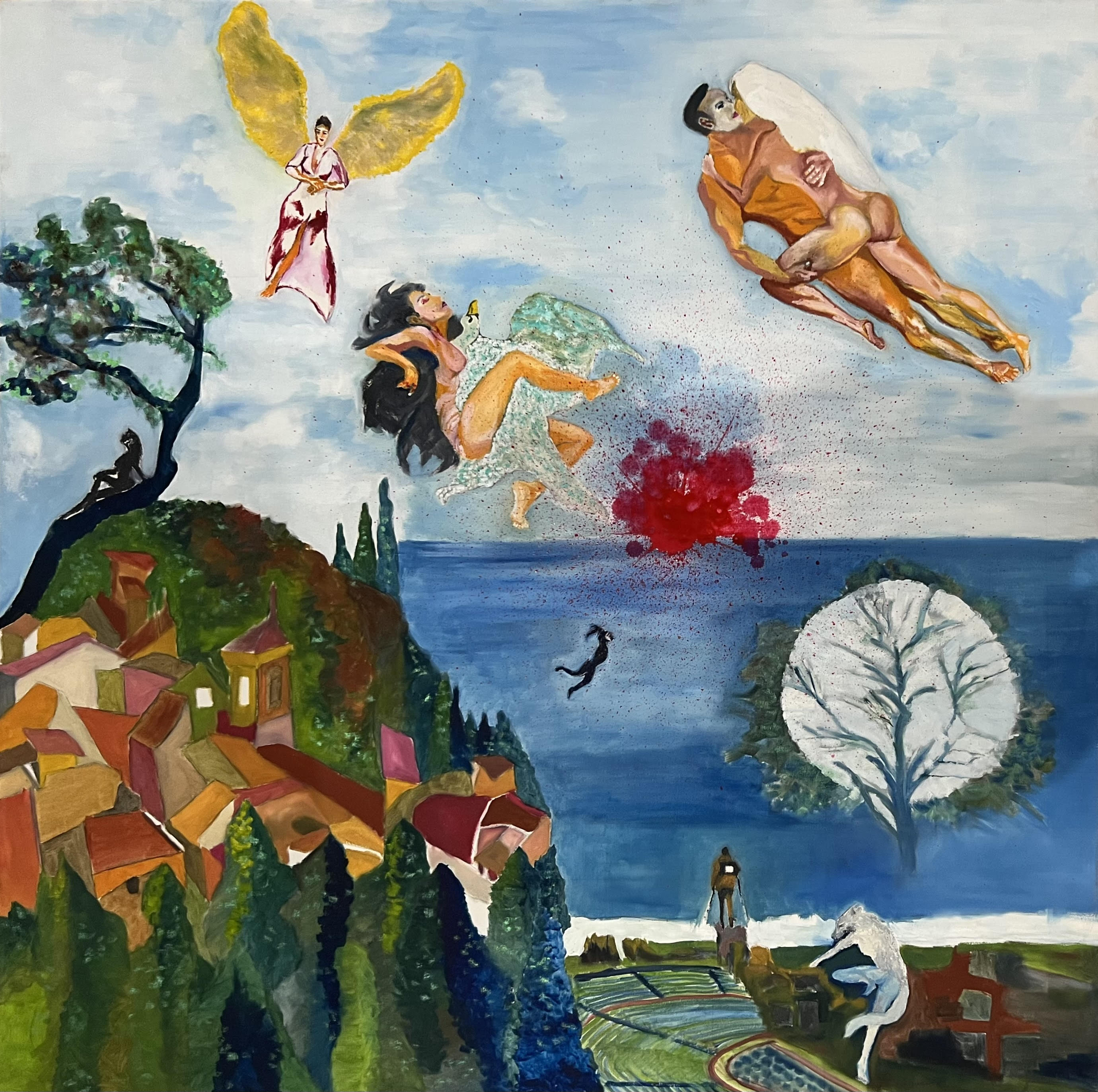 Bustle on the Side Road l 145x145 cm2 l Oil on canvas l 2023. (Sumber gambar: rilis)