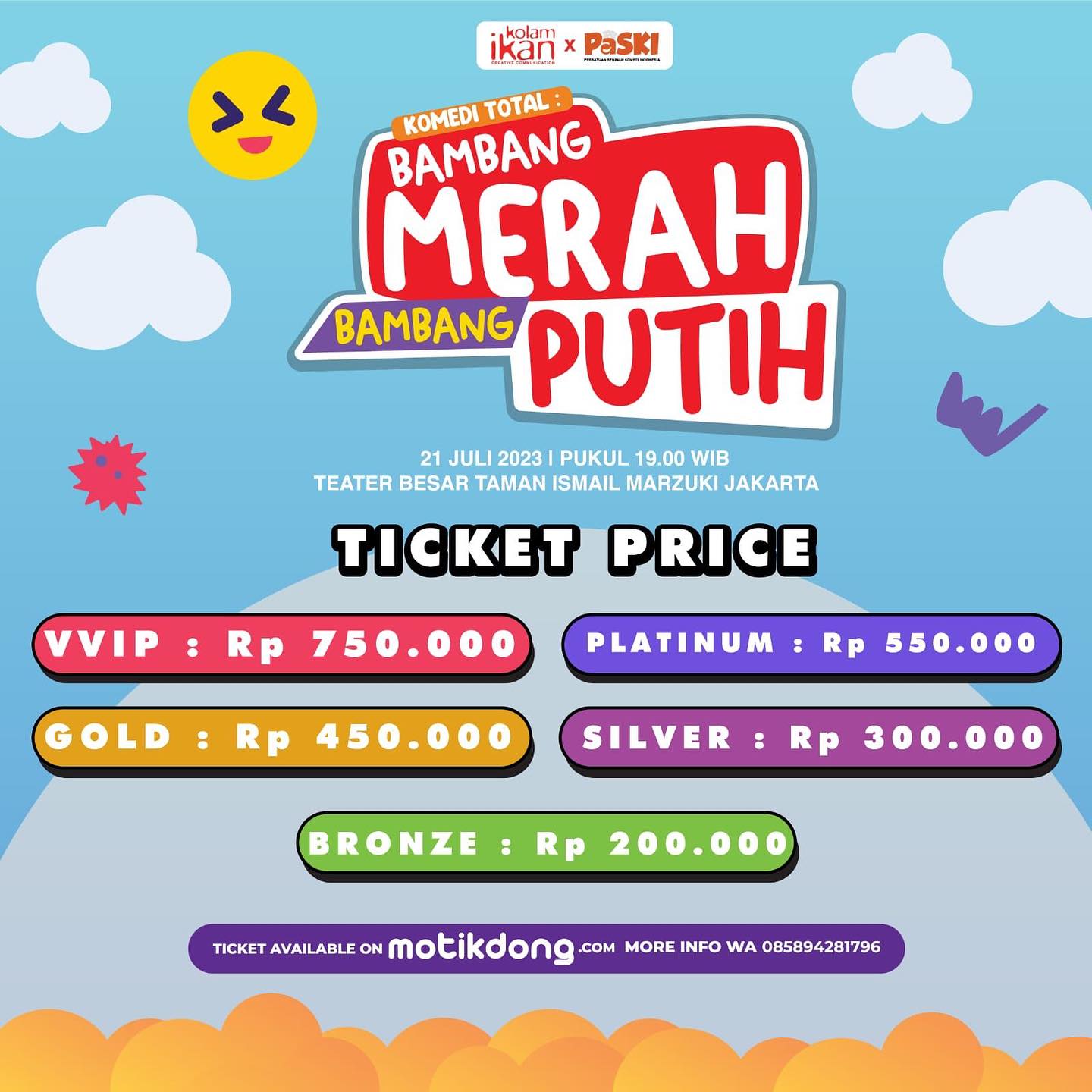 Daftar tiket pagelaran Bambang Merah Bambang Putih (Instagram PASKI)