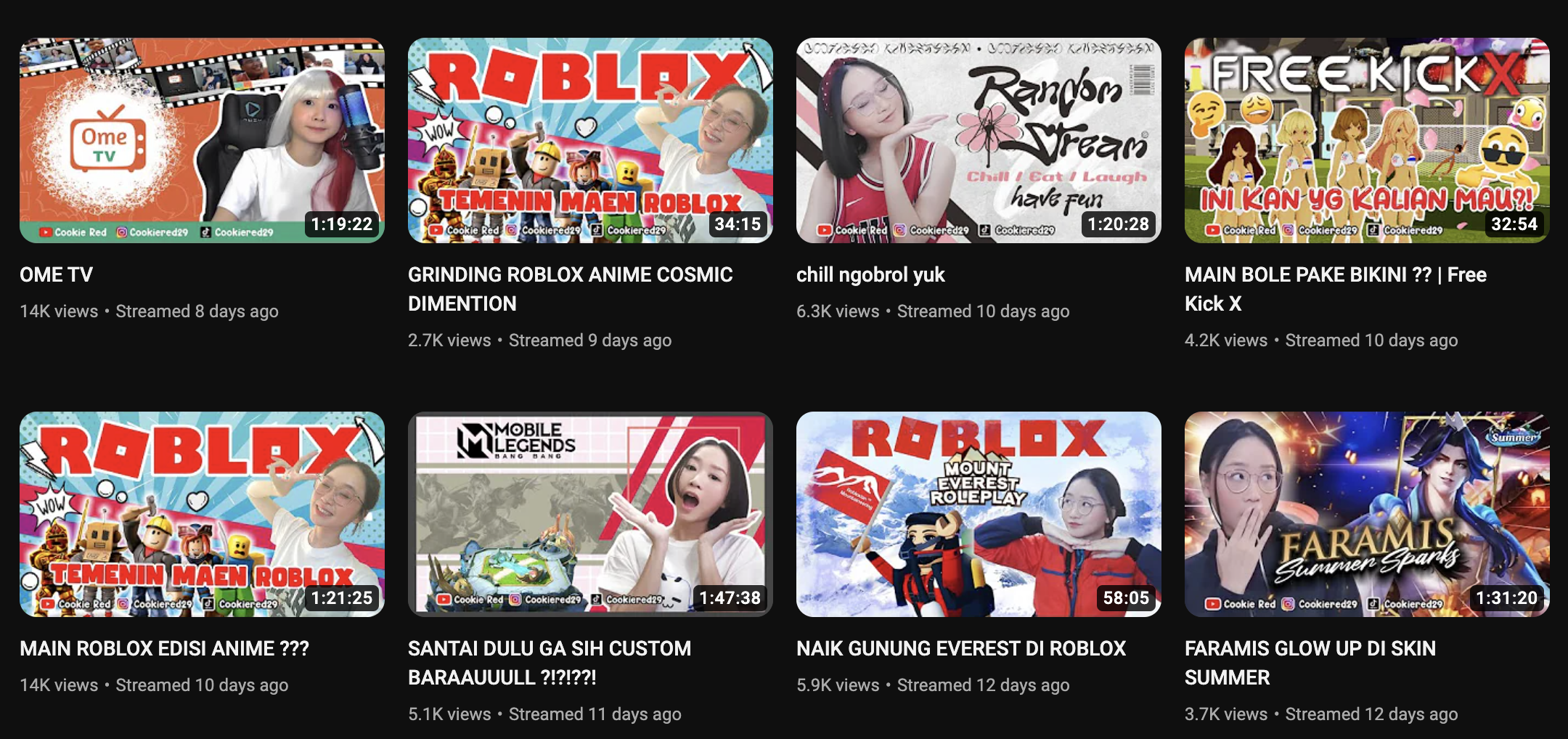 Live Stream CookieRed di YouTube. (Sumber gambar: YouTube/cookiered29)