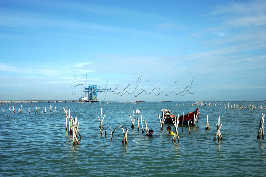 Dua orang nelayan sedang berusaha mengangkat jaring ikan di keramba milik mereka yang sengaja di pasang ditengah laut Pesisir Bandengan, Kab.Cirebon, Jawa Barat. Walau musim pandemik Covid-19 makin bertambah, mereka tetap melaut mencari ikan demi memenuhi kebutuhan hidup keluarga.